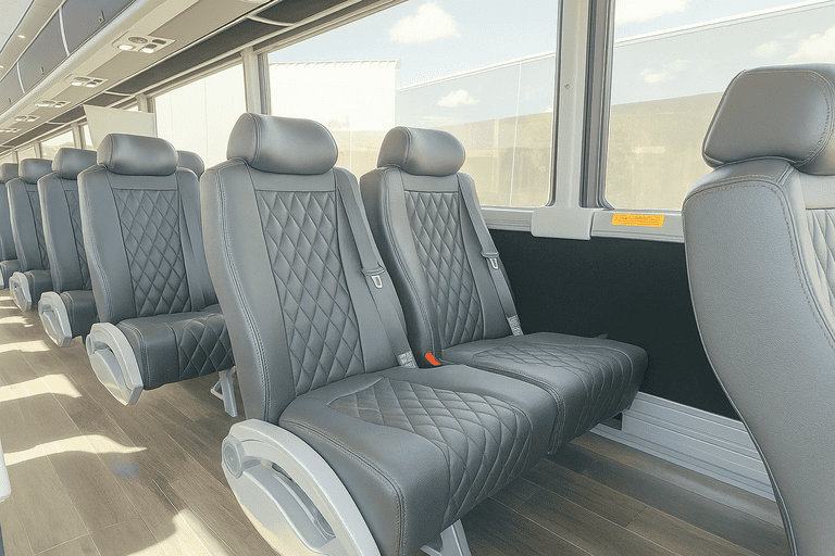 interior of New Rochelle Coach Bus Service charter bus