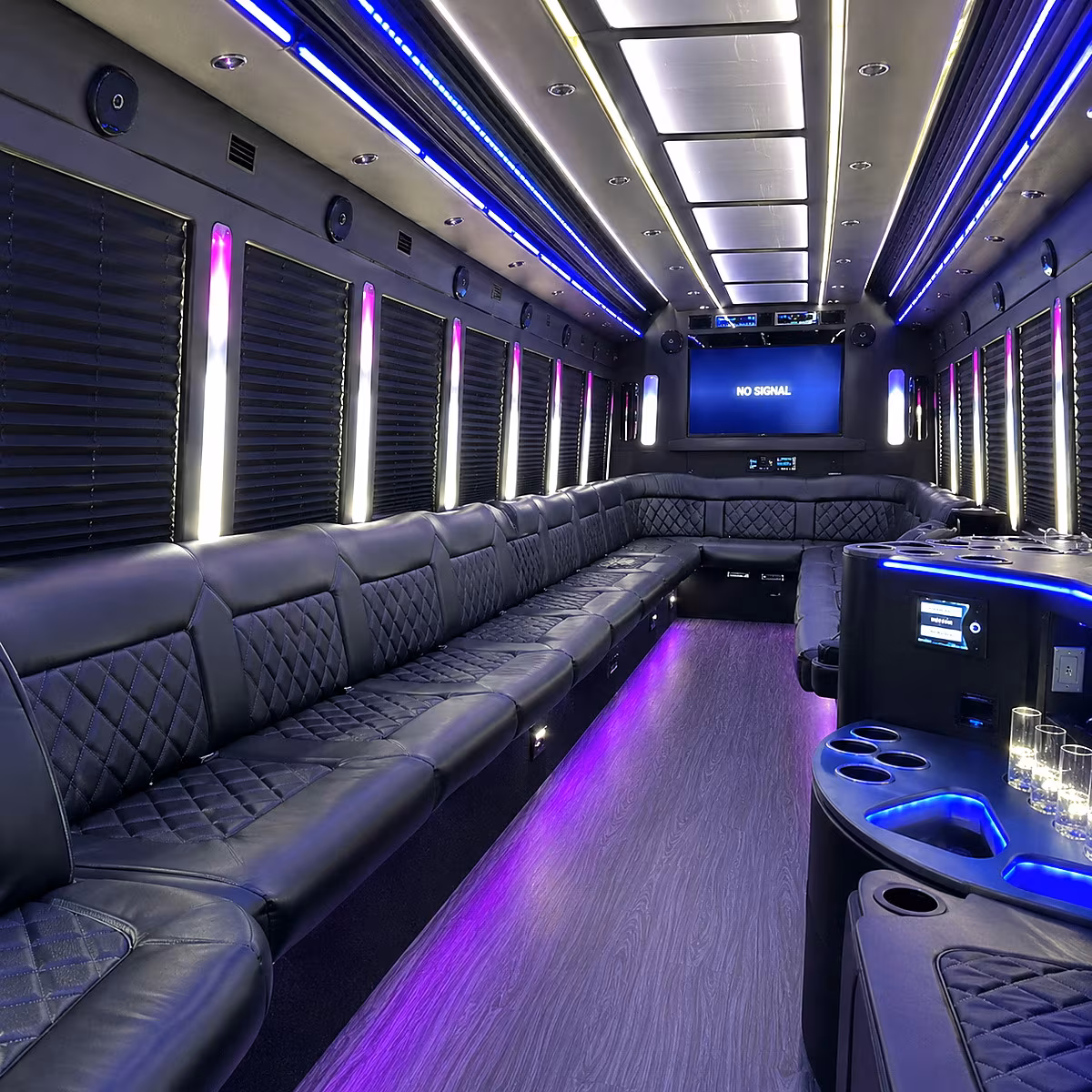 new rochelle 30 passenger party bus inside