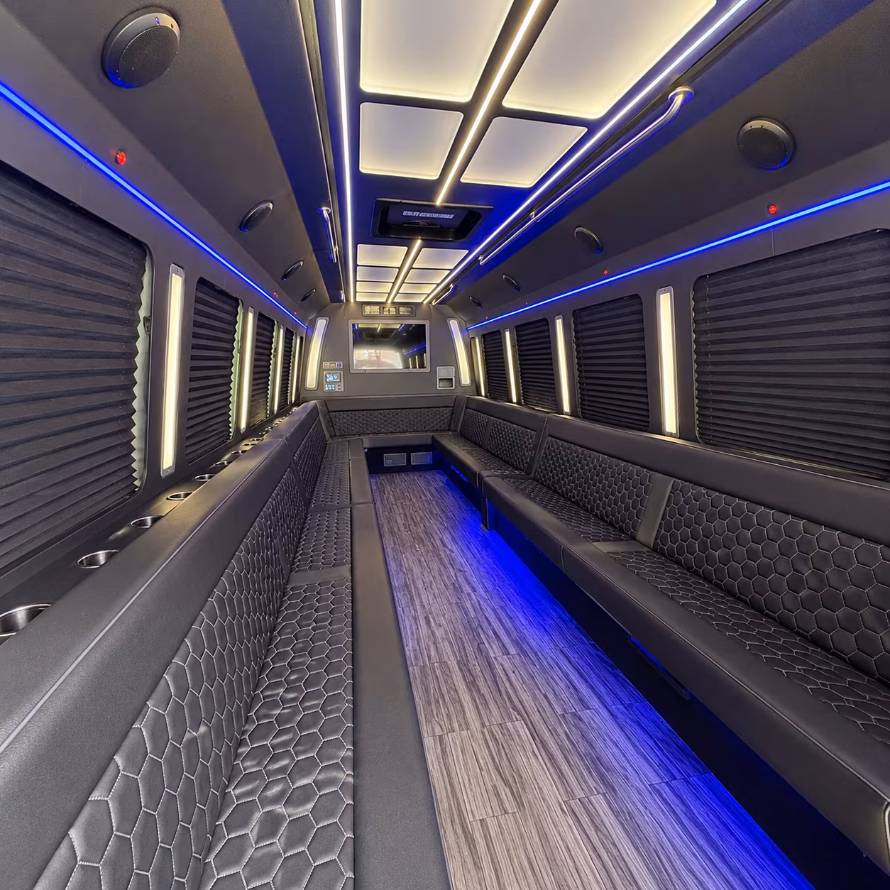 new rochelle 30 passenger party bus interior