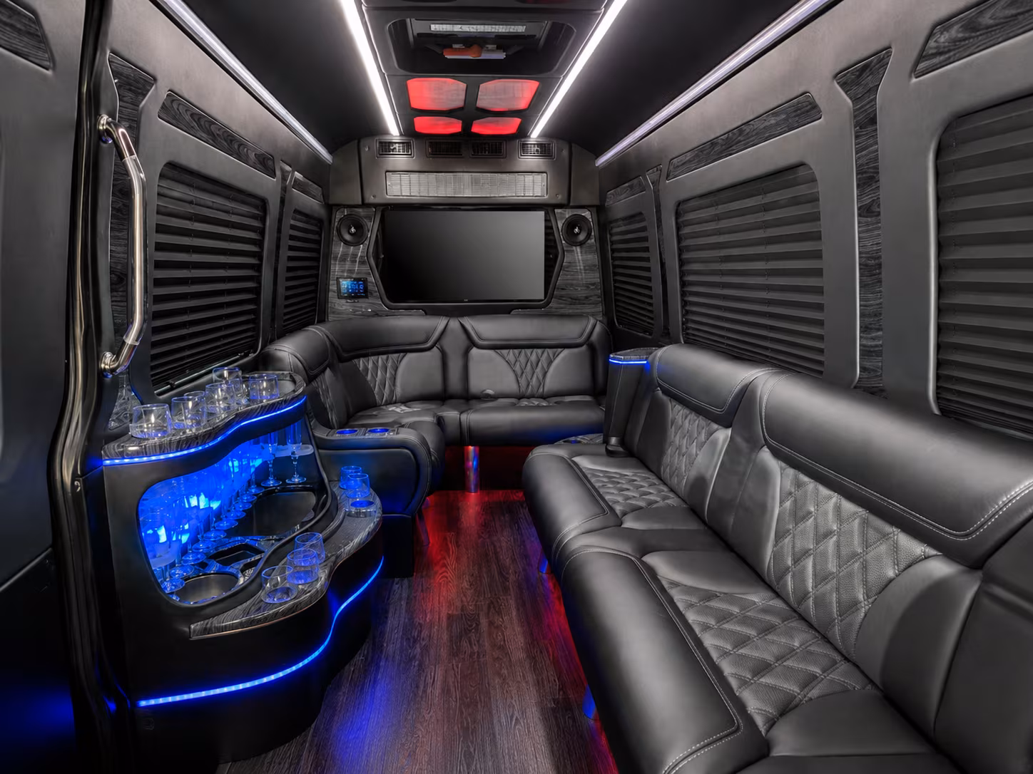new rochelle 50 passenger party bus interior
